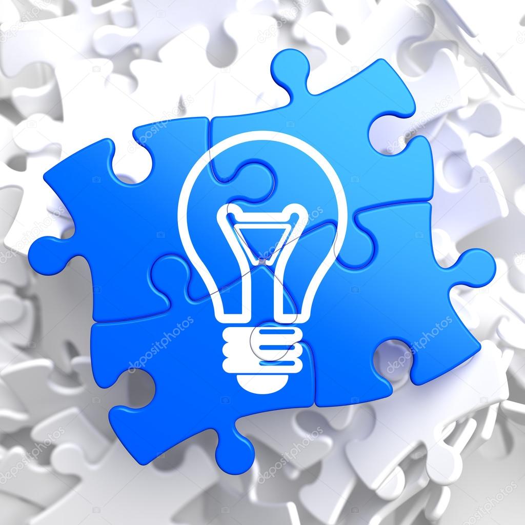 Ikona žiarovky a puzzle symbolizujúca hľadanie riešení